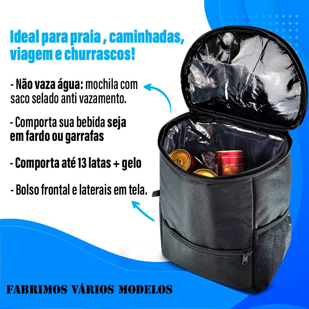 Mochila Térmica Cooler Impermeável Cerveja Praia Preta 10l Promocao