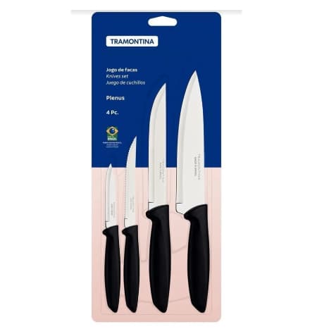 Jogo Facas Plenus Inox/Preto 4 Peças