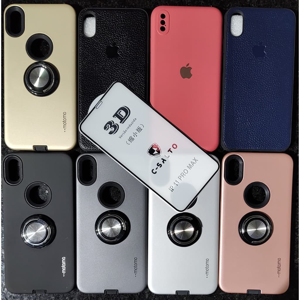 Kit Capinha e Película 3D para celular modelo XS MAX + limpeza de tela. Proteção Celular