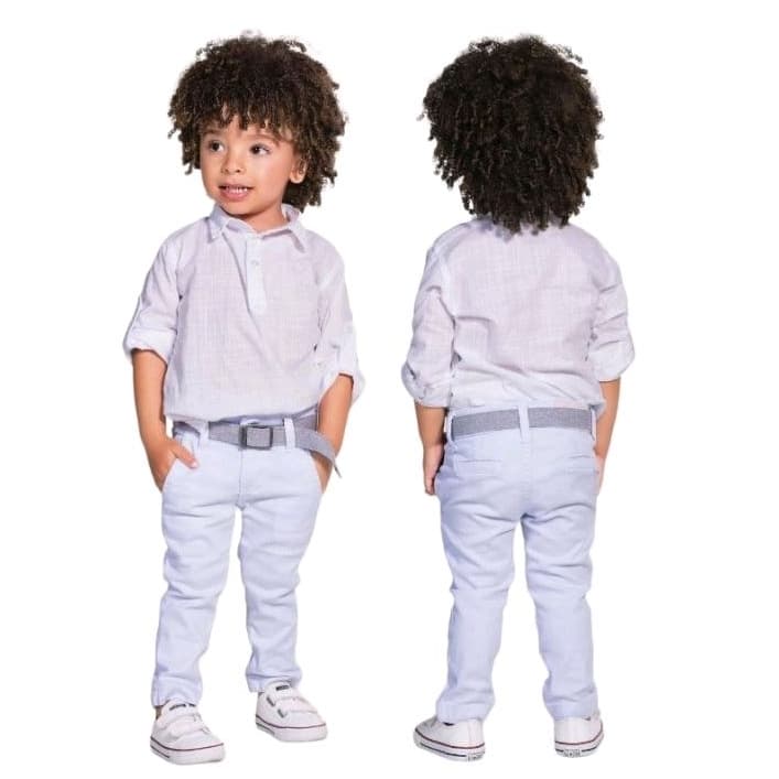 CALÇA BRANCA INFANTO-JUVENIL SPORT FINO MASCULINA, COM  REGULADOR INTERNO NO CÓS. TAM 1 AO 16