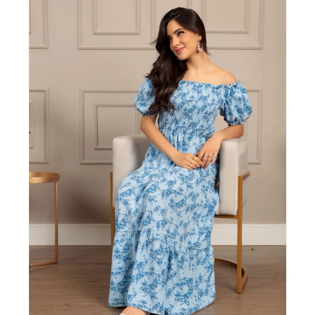 Vestido longo lastex \vestido floral\ Ref-TT292
