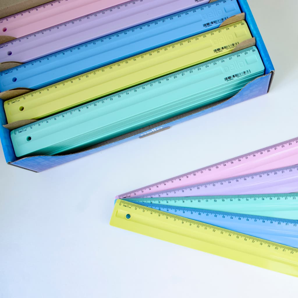 Régua Plástica 30CM Serena Tom Pastel Poliestireno Resistente - Dello