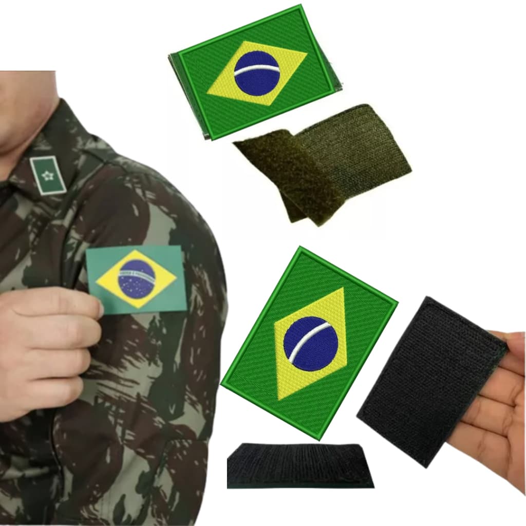 Bandeira do Brasil Bordada Patch Aplicação com Velcro ou Costura - Miniatura