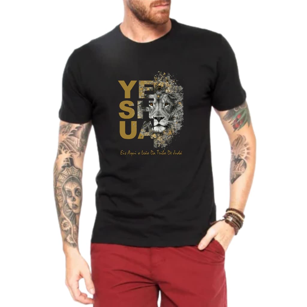 Camiseta Feminina Leão Yeshua Evangélica Preta