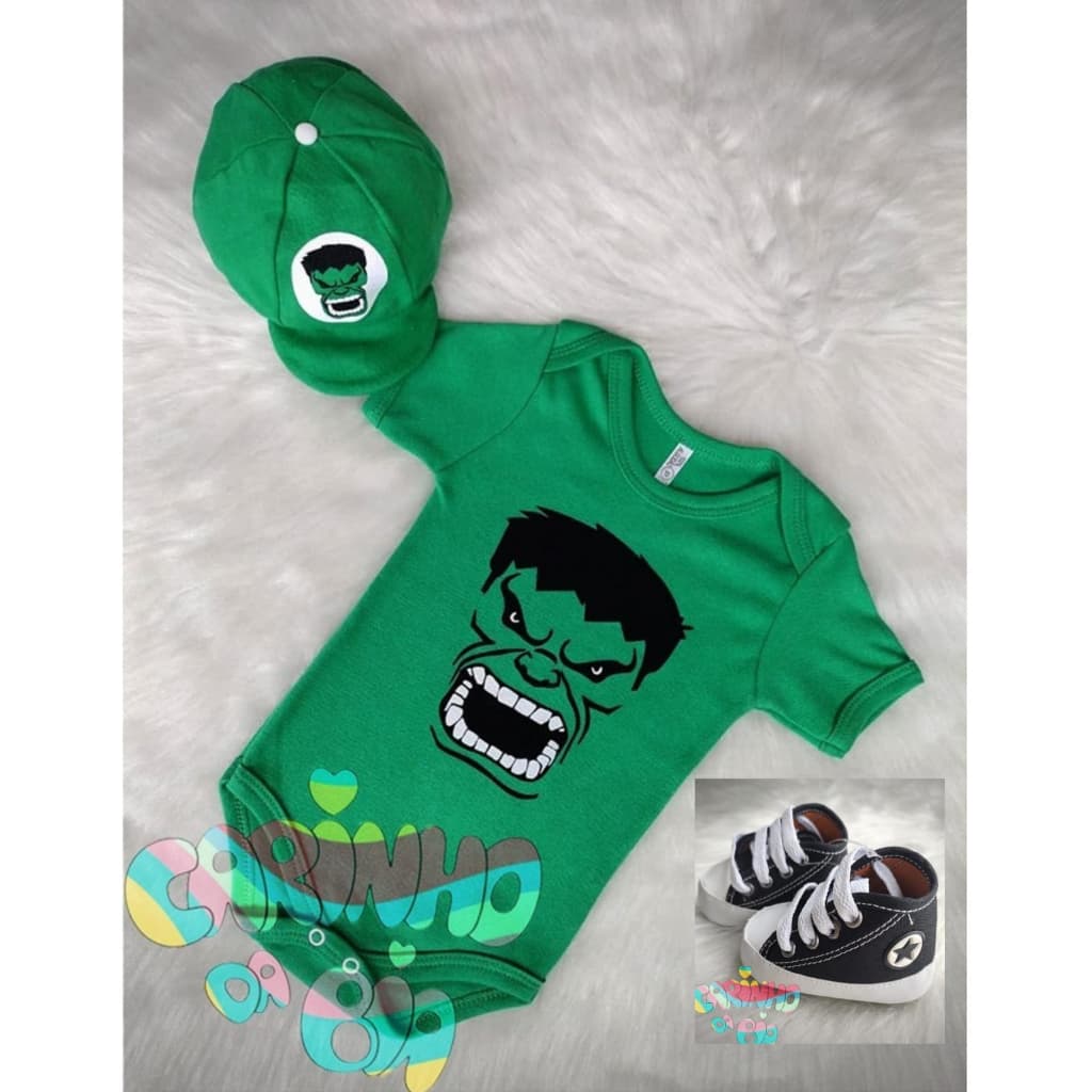 Body temático mesversário bebê menino Hulk