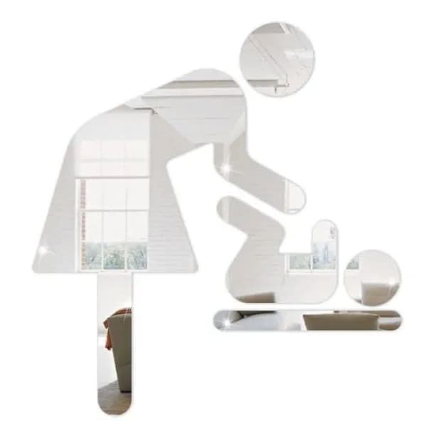 Espelho Decorativo Sinalização Fraldário Acrílico Prata