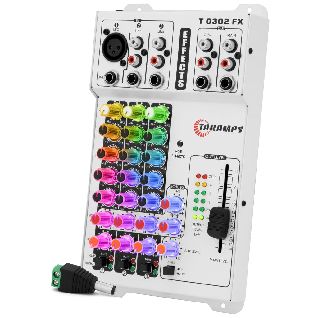 Mesa de Som Taramps T 0302 FX LED Multicolor 3 Entradas 2 Saídas Rca e P10 T0302 FX