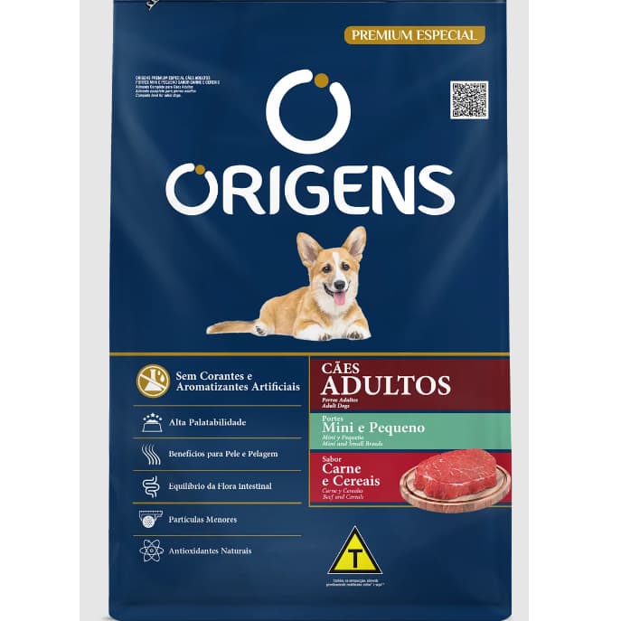 Ração Origens Cães Porte Mini e Pequeno Sabor Carne e Cereais 10,1kg Adimax