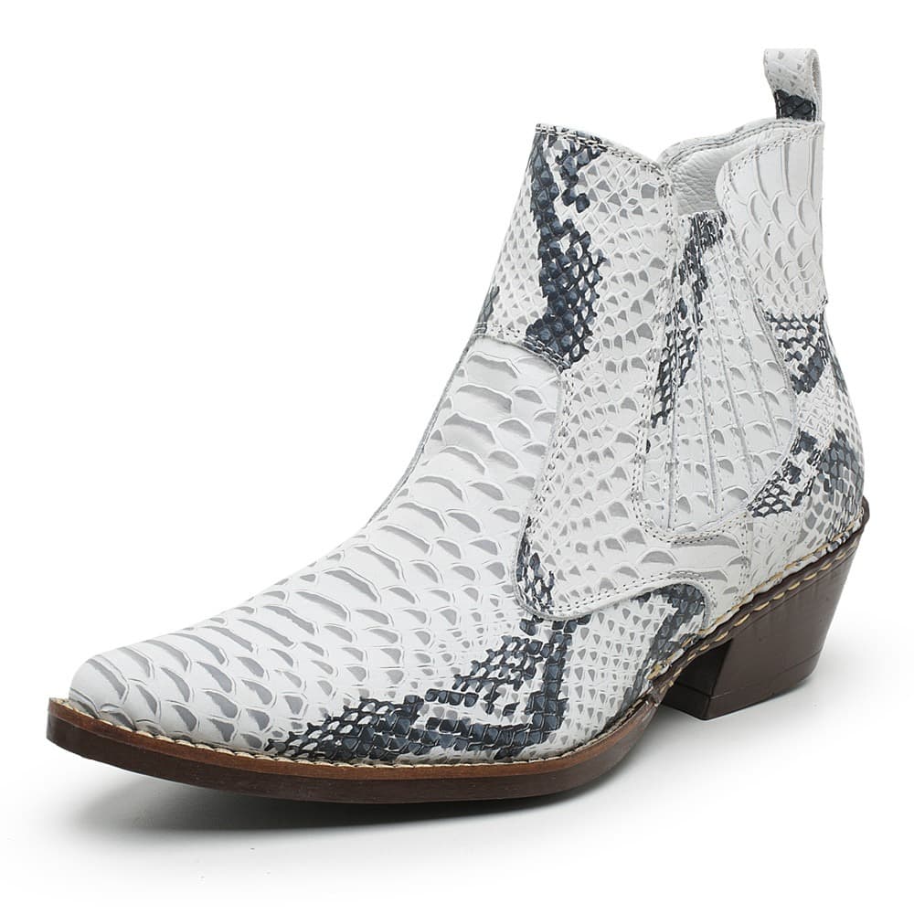Bota Botina Masculina Country Texana Couro Legitimo Bico Fino
