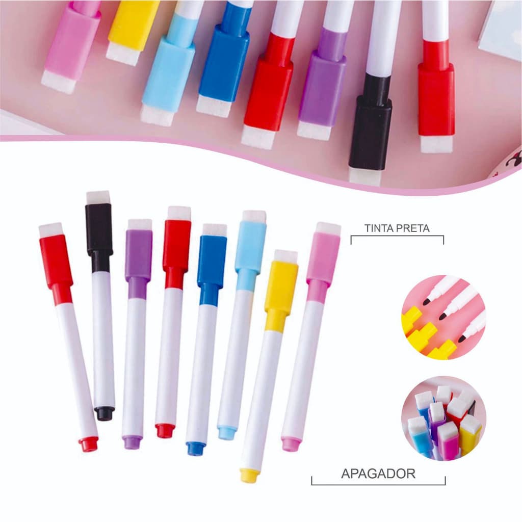 50 Canetas Para Quadro Branco Com Tampa Colorida