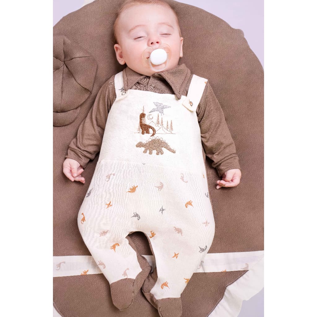 Saída de Maternidade Menino Jardineira Kit Com 4 Peças 100% Algodão Roupas de Bebê