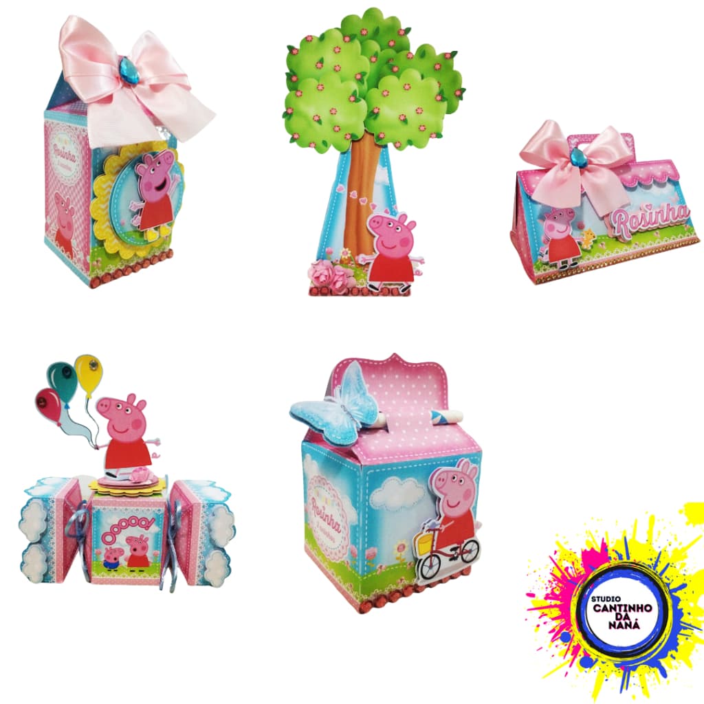 Kit Festa Caixinha Peppa Pig Aniversário Menina personaliza com nome
