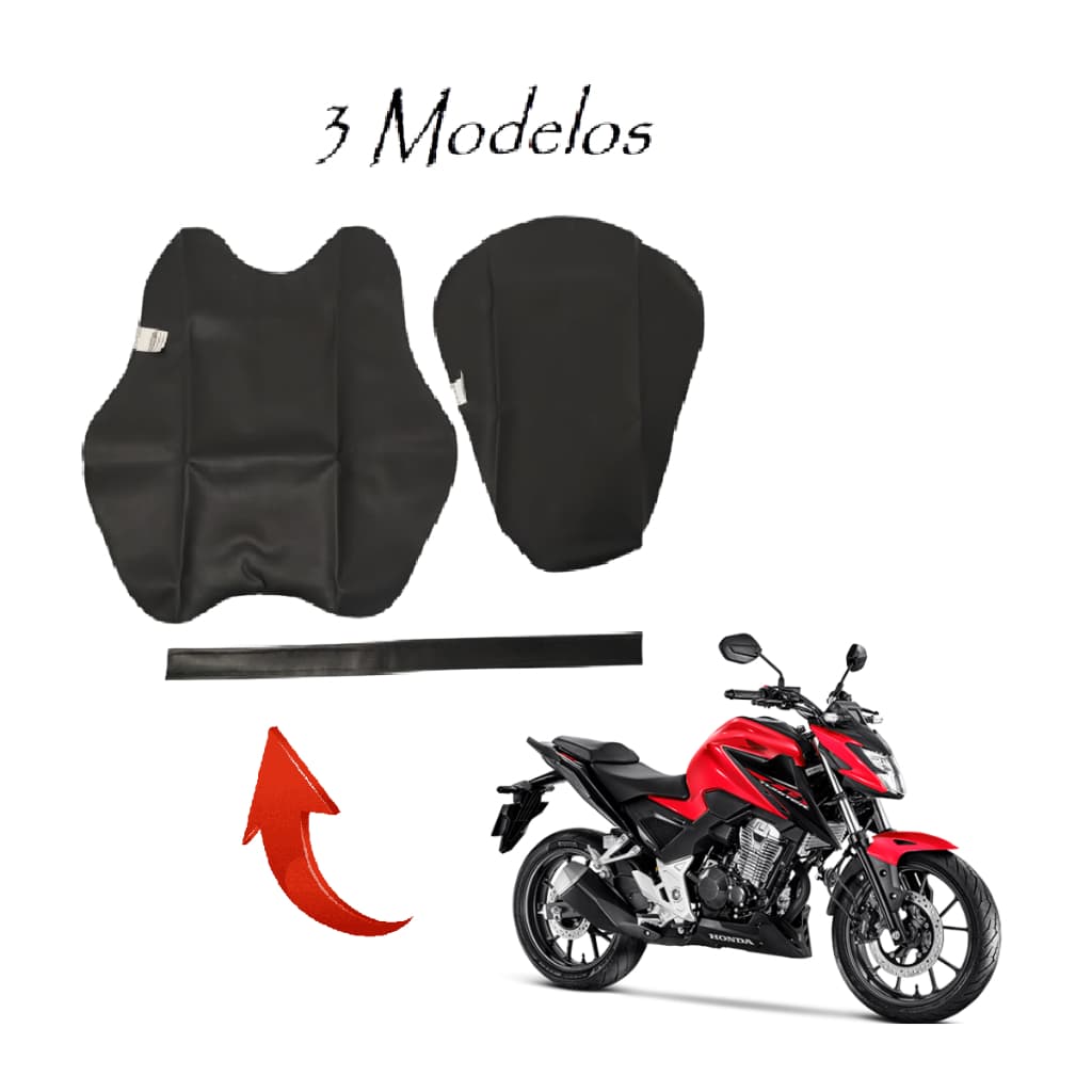 Capa do Banco Honda Cb 300F Com Cinta 2023 Modelo Original - Lisa / Antiderrapante / Carbono