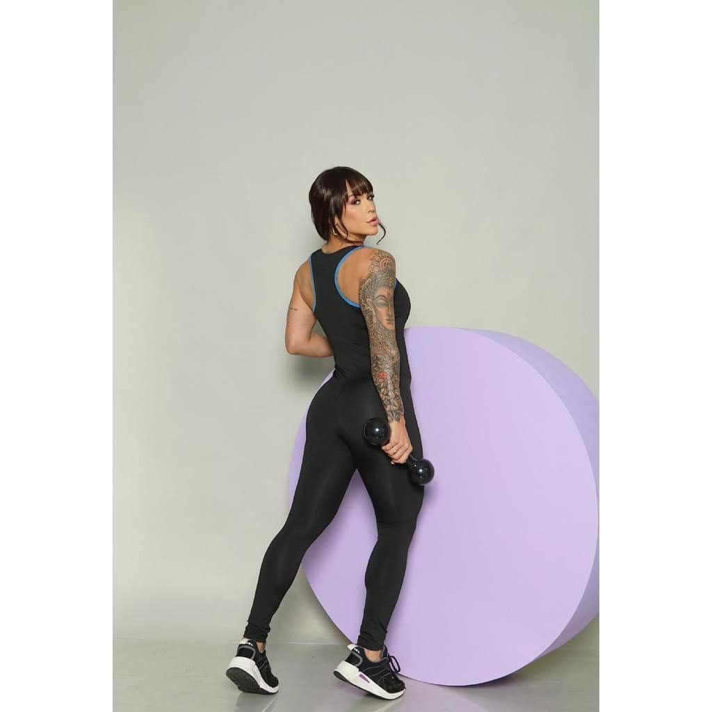 Macacão Macaquinho Fitness Longo Sem Saia Moda Academia Suplex Confortável Roupa Feminina para Malhar