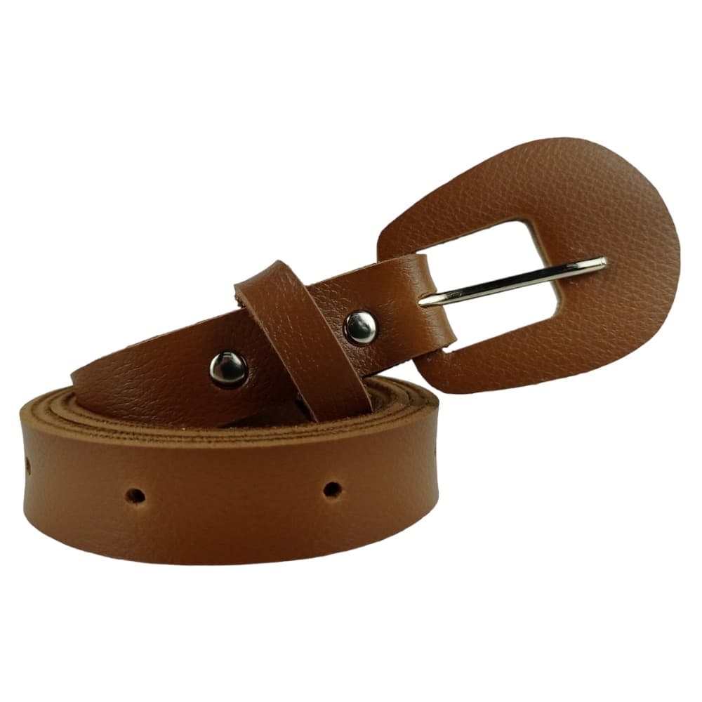 Cinto Fino Feminino Basico C/ Fivela Oval Em Couro Sintético