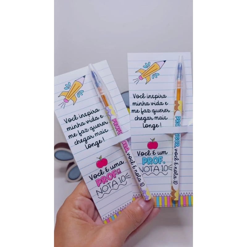 Dia dos Professores - 10 Cards com Canetas Personalizados - Brindes - Lembranças