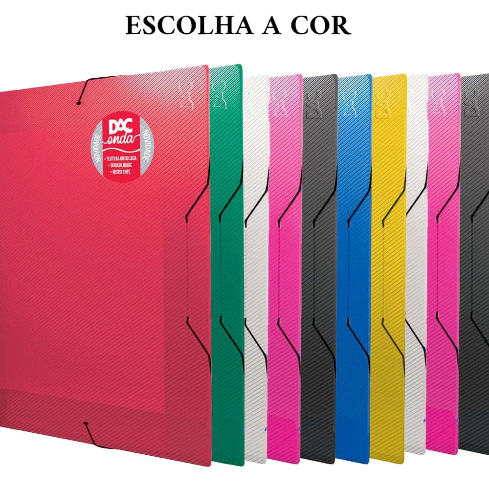 Pasta Aba Elástica Ofício Onda sem Lombo - DAC - Escolha a Cor