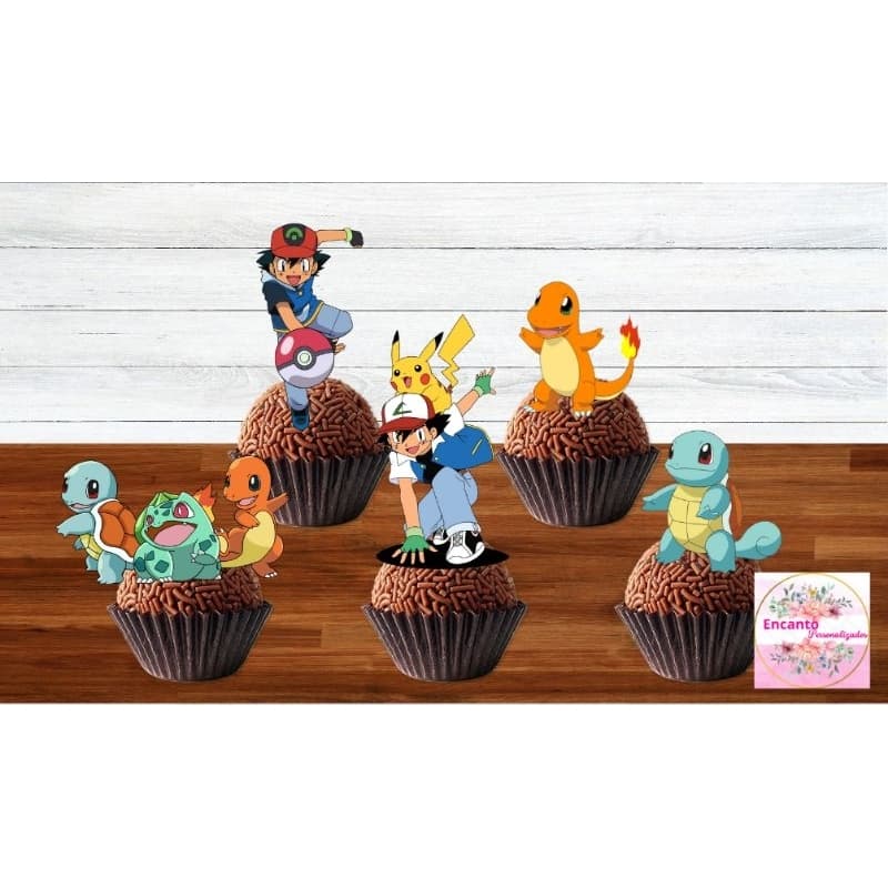 50 Tags Toppers P/ Docinho para festa POKEMON, brigadeiro beijinho