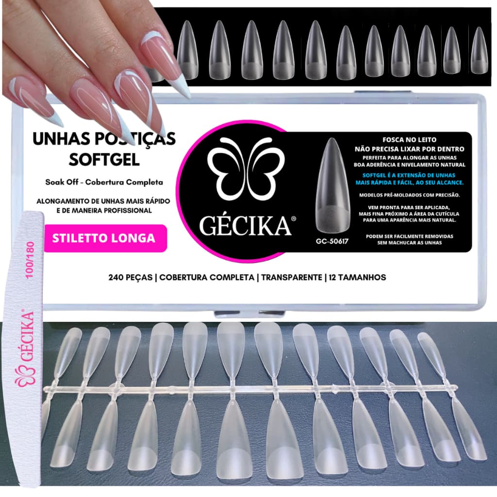 Unhas Postiças Softgel Stiletto Gecika Mesmo Fabricante Softgel D&Z Soft Gel Sioux