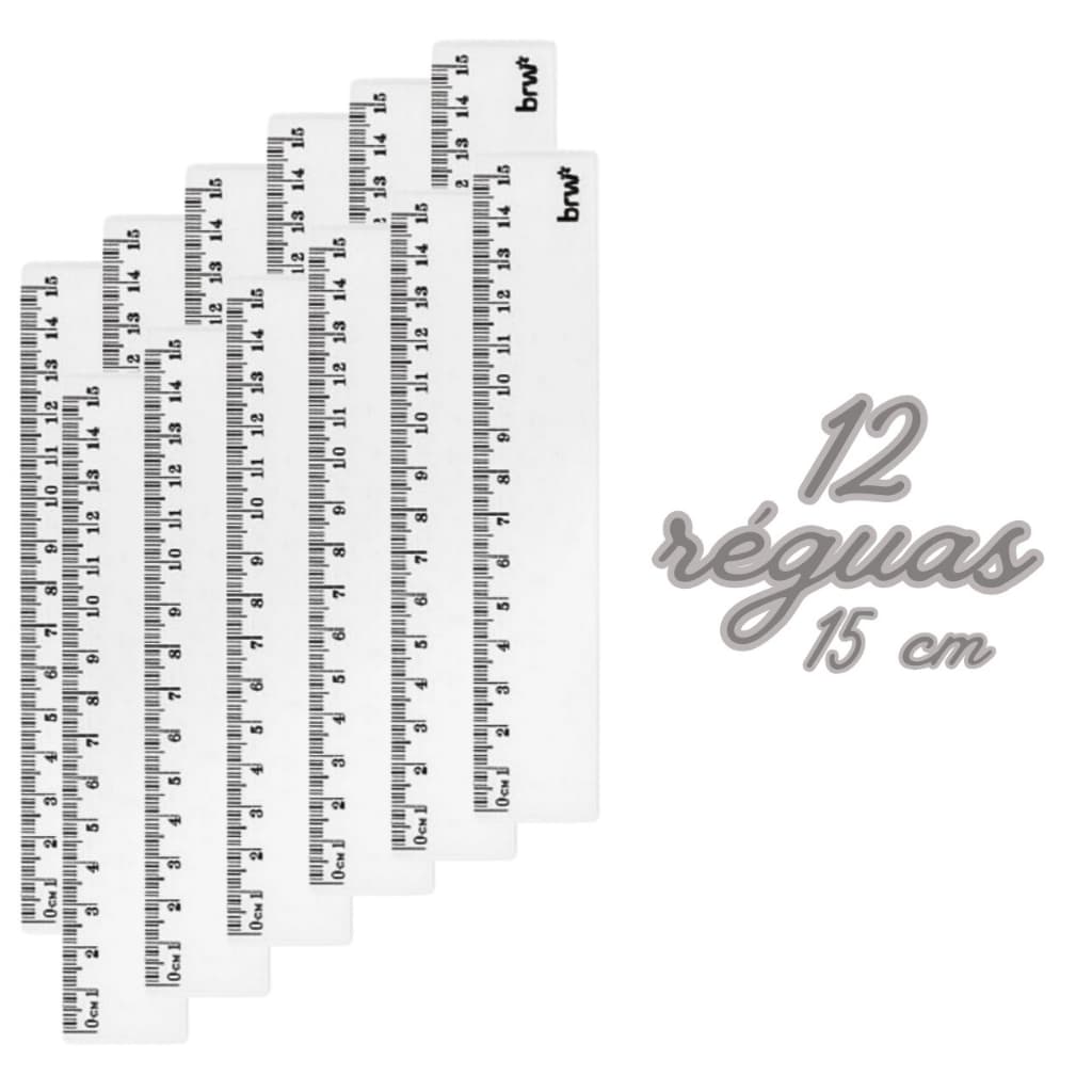 Régua Plástica transparente Caixa 12 Unidades