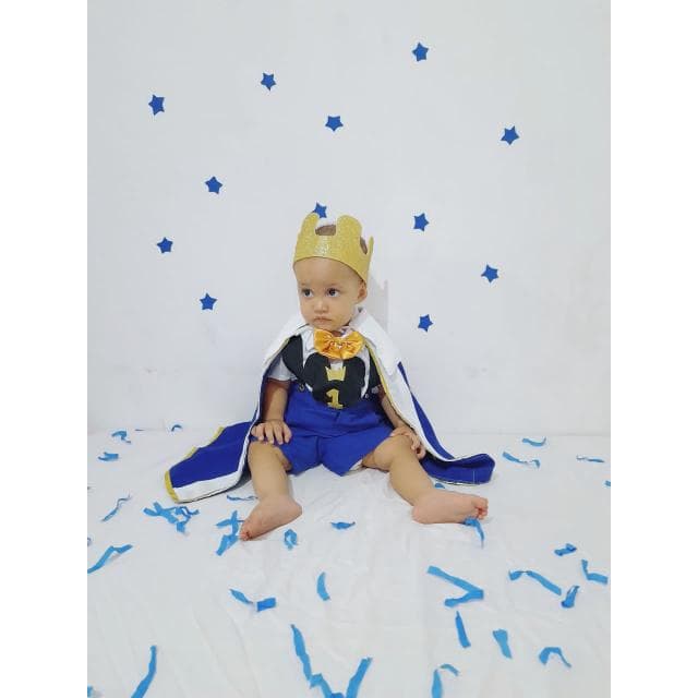 Kit conjunto infantil criança menino Mickey Realeza com capa e coroa masculino festa fantasia aniversario mesversario luxo promoção