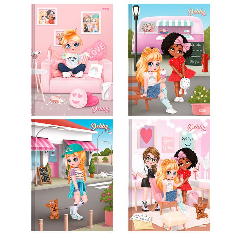 Caderno Debby 1/1 capa dura 80 ou 60 folhas