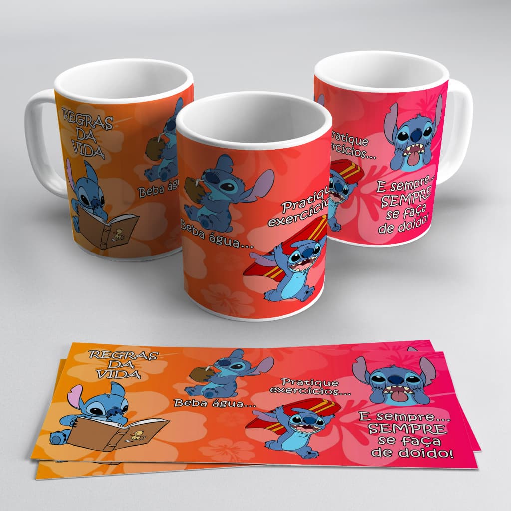 CANECA STITCH MEMES, XÍCARA PERSONALIZADA COM FRASES ENGRAÇADAS, PERSONALIZE COM SUA FRASE SEU NOME AQUI, COLECIONE, CANECA BRANCA, CANECA COM COLHER, CANECA COM ALÇA CORAÇÃO, CANECA FUNDO E ALÇA COLORIDOS