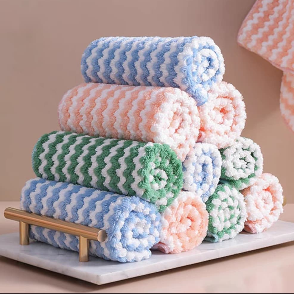 Kit  Panos  Microfibra Mágico para Limpeza Reutilizável Absorvente De água 25cm Listrado