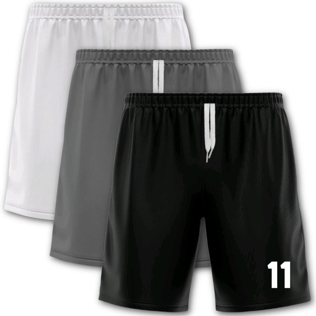Kit com 3 Bermudas Shorts de Futebol Dry Fit Com Numeração 11 Masculino