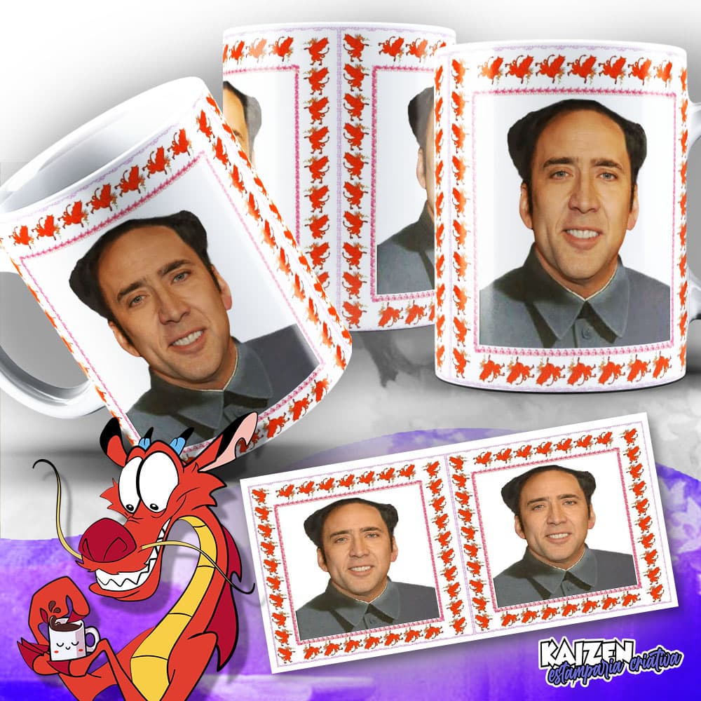 Caneca Meme - Nicolas Tsé Cage - Social Credit Battle - Ref009 - Cerâmica