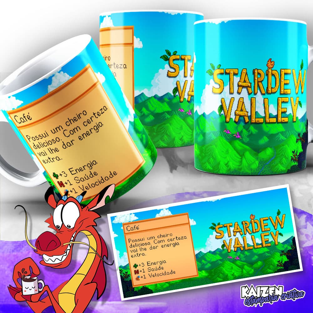 Caneca Stardew Valley (Café / Chá / Chocolate) - Games e Jogos RPG - Cerâmica