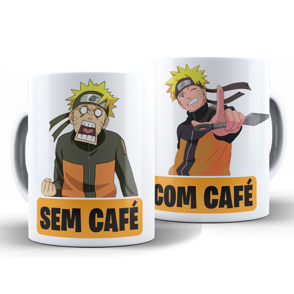 Caneca Naruto Com e Sem Café + Caixa - Xícara Divertida 325ML Cerâmica