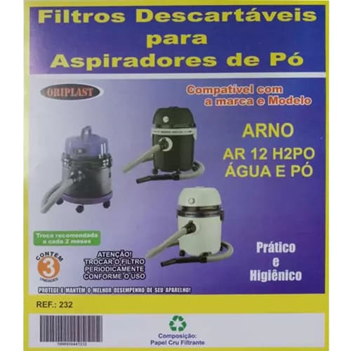 Saco Aspirador Pó compatível com AR 12 H2PO ÁGUA E PÓ