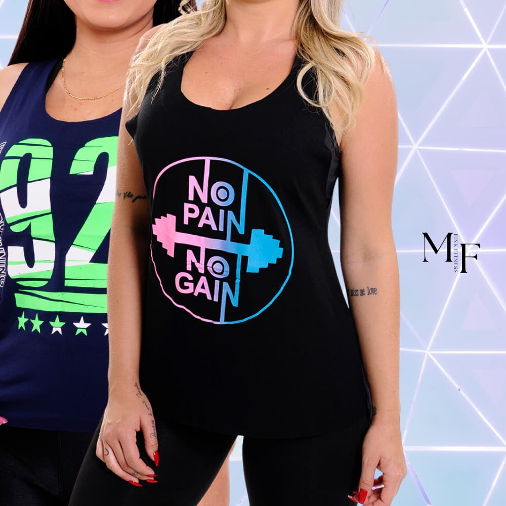 Kit C/ 2 Regatas Feminina Confort Frases Academia, Caminhada, Crosfit, Treino, Sport.