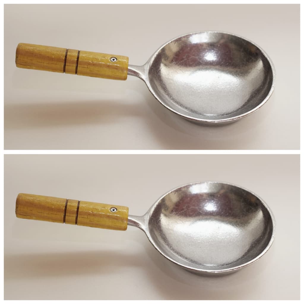 frigideira de ovo individual 2 unidades: praticidade e sabor em alumínio batido e cabo de madeira