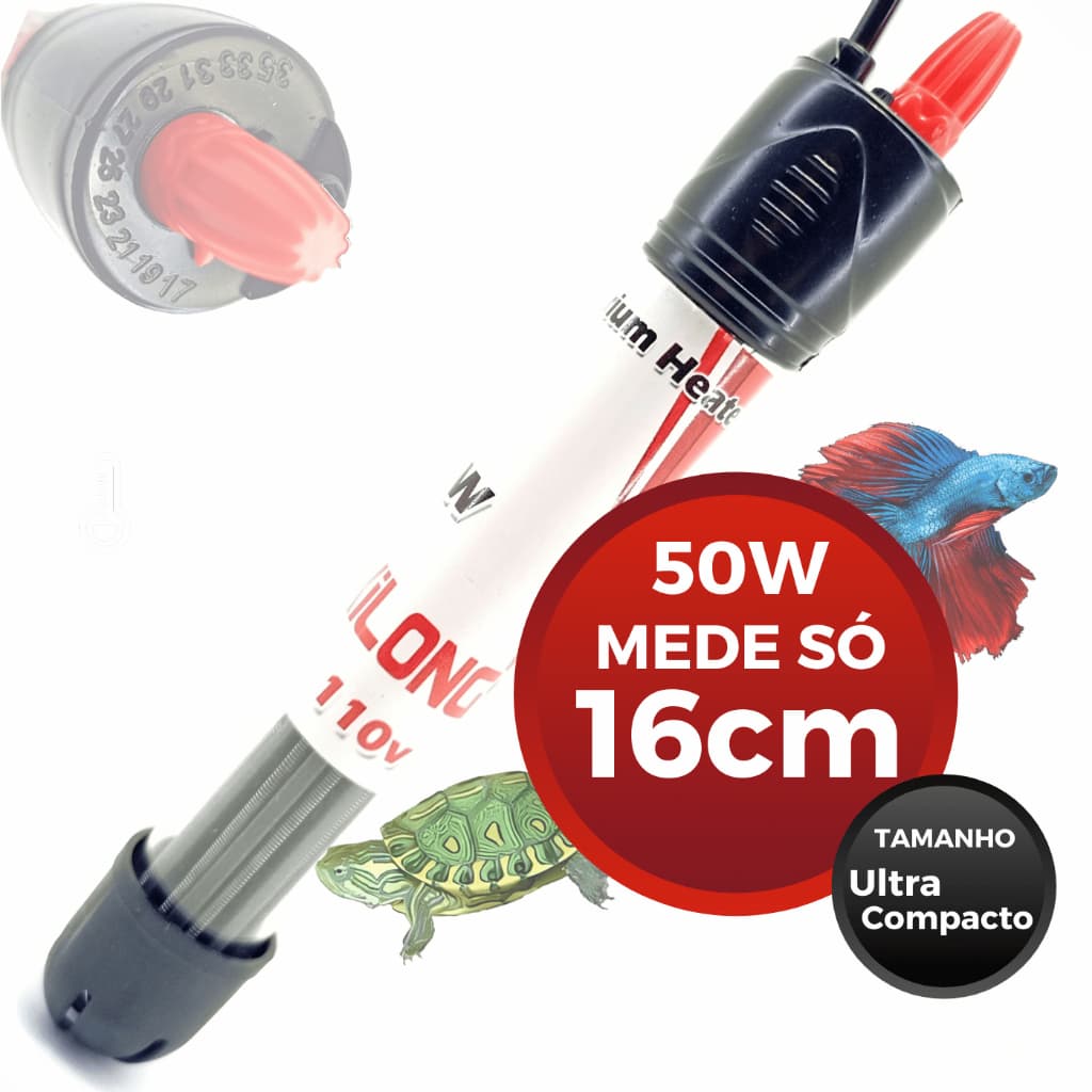 Aquecedor De Aquario Para Betta e Mini Aquário - 50w Automático - Cód.d5p5