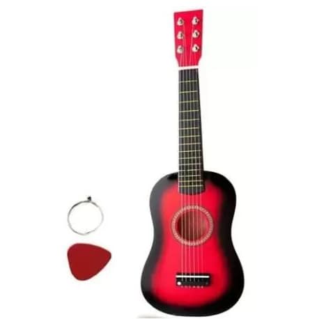 Mini Violão Infantil Acústico Corda Em Aço Palheta vermelho