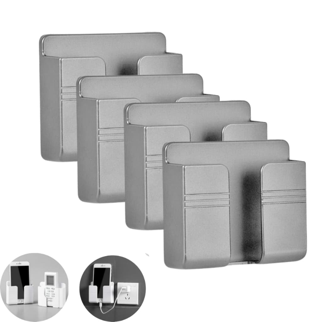 4 Suporte Celular Parede Para Carregar Multiuso Cinza