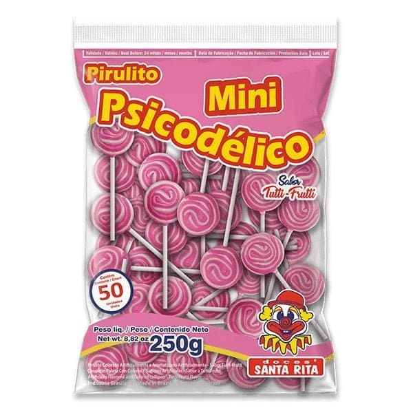 50 Mini Pirulitos Psicodélico Rosa Chá de Bebê Festa Sacolinha Surpresa