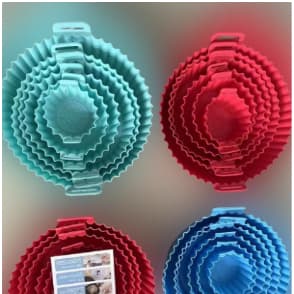1/2 Kit C/6 Formas de Silicone Para Air fryer Tamanho variados Reutilizável Protetor Assadeira Com Alça