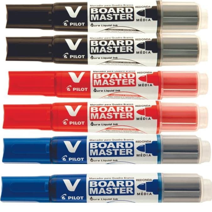 Kit 6 Canetas Quadro Branco Pilot Wbma-vbm-m-l-bgbr Az/pt/vm