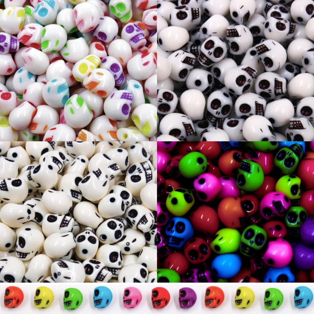 50 Peças Entremeio Caveira Rock Acrílico Pulseira Chaveiro Phone Strap Rock and Roll