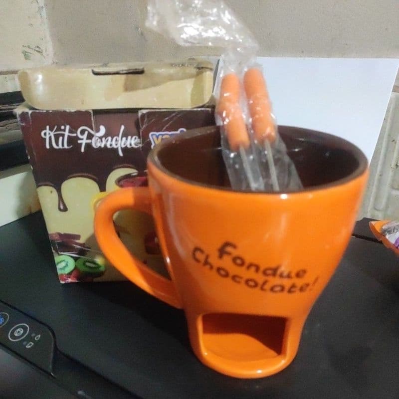 Kit mini fondue de cerâmica 3 peças