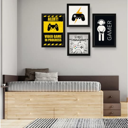 Kit Quadros Gamer #8 - Decoração Quarto Ls