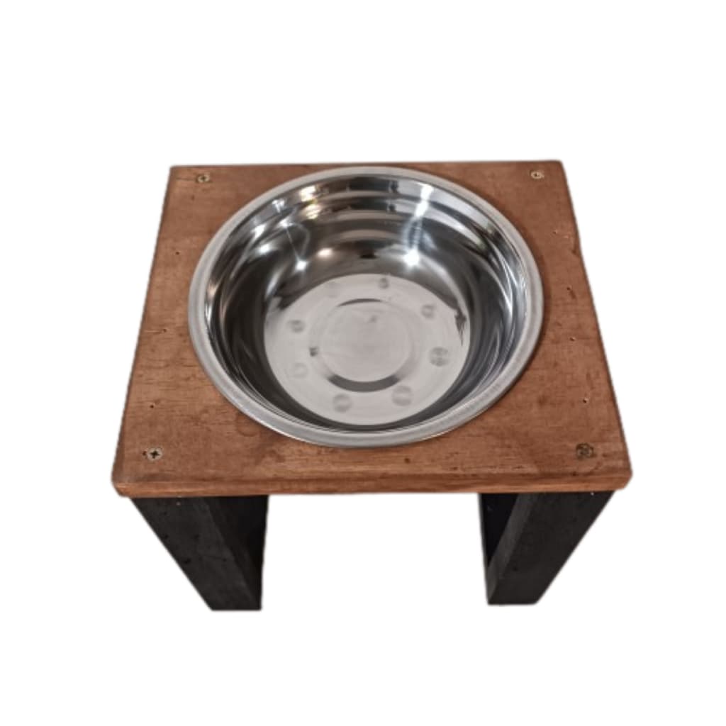 comedouro industrial duplo para cachorro gato inox 20x20cm G
