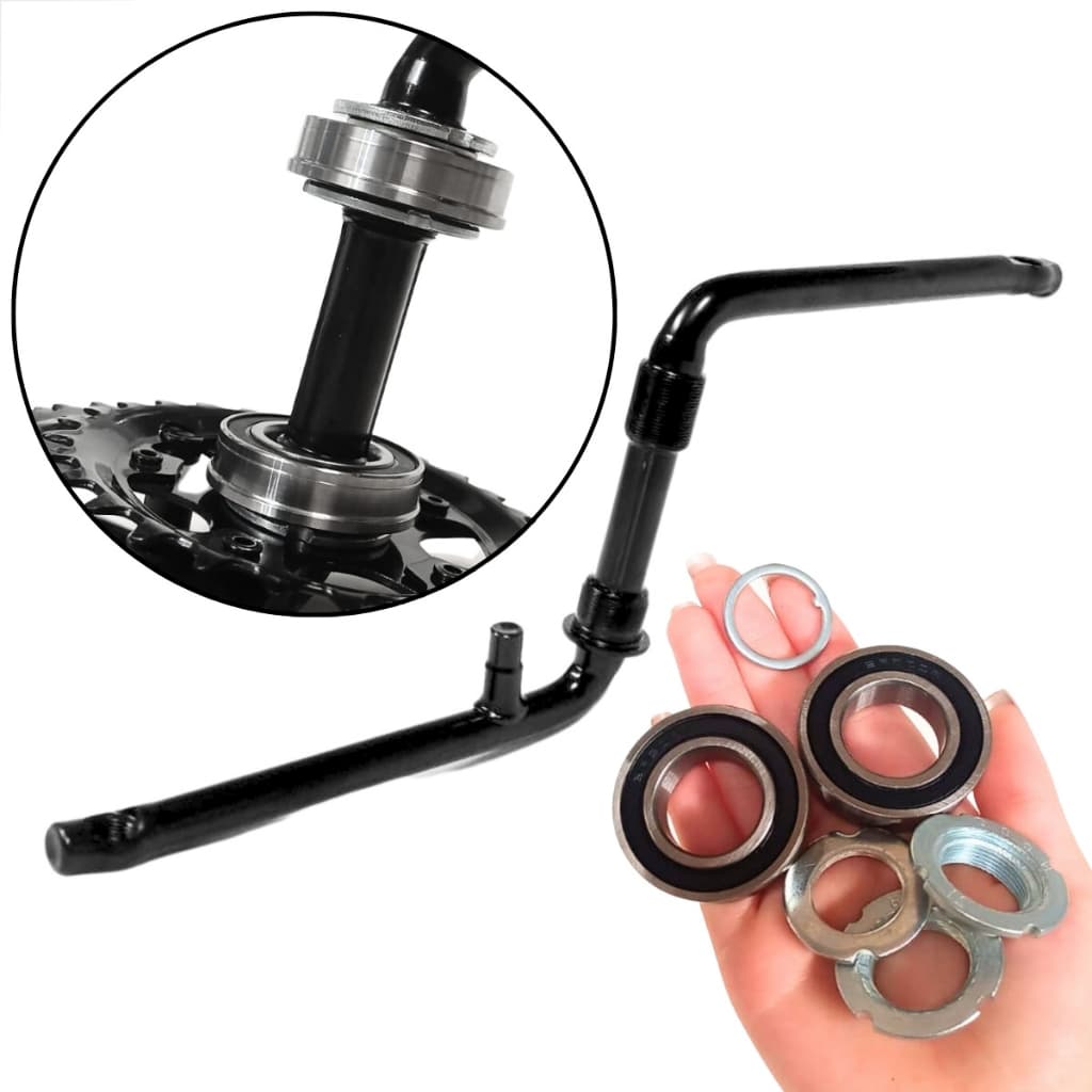 Kit Pé de Vela para Bike Pedivela Monobloco + Movimento Central 45mm Esferado Cromado Zincado