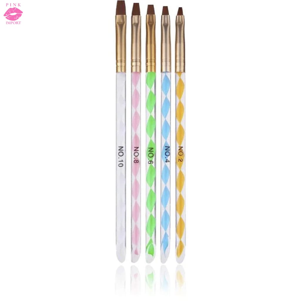 Kit 5 Pincéis Espiral para Decoração de Unhas Porcelana 5 Tamanhos 2,4,6,8 e 10