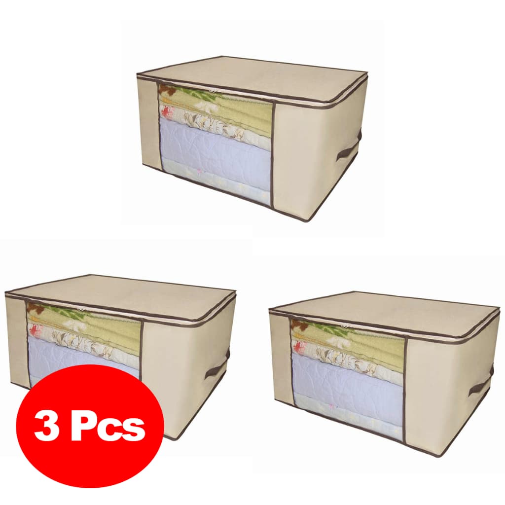 Kit 3 Organizador Multiuso Caixa Organizadora De Guarda Roupa Flexivel Com Ziper 60x45x30cm Grande