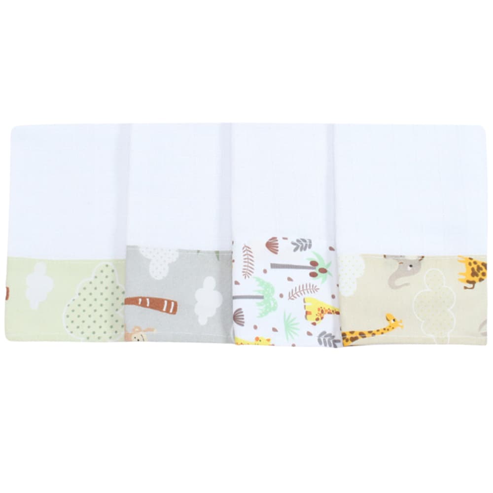 Kit 3 Unidades Fraldinha Pano de Boca Bebê Estampas 100% Algodão Menino e Menina