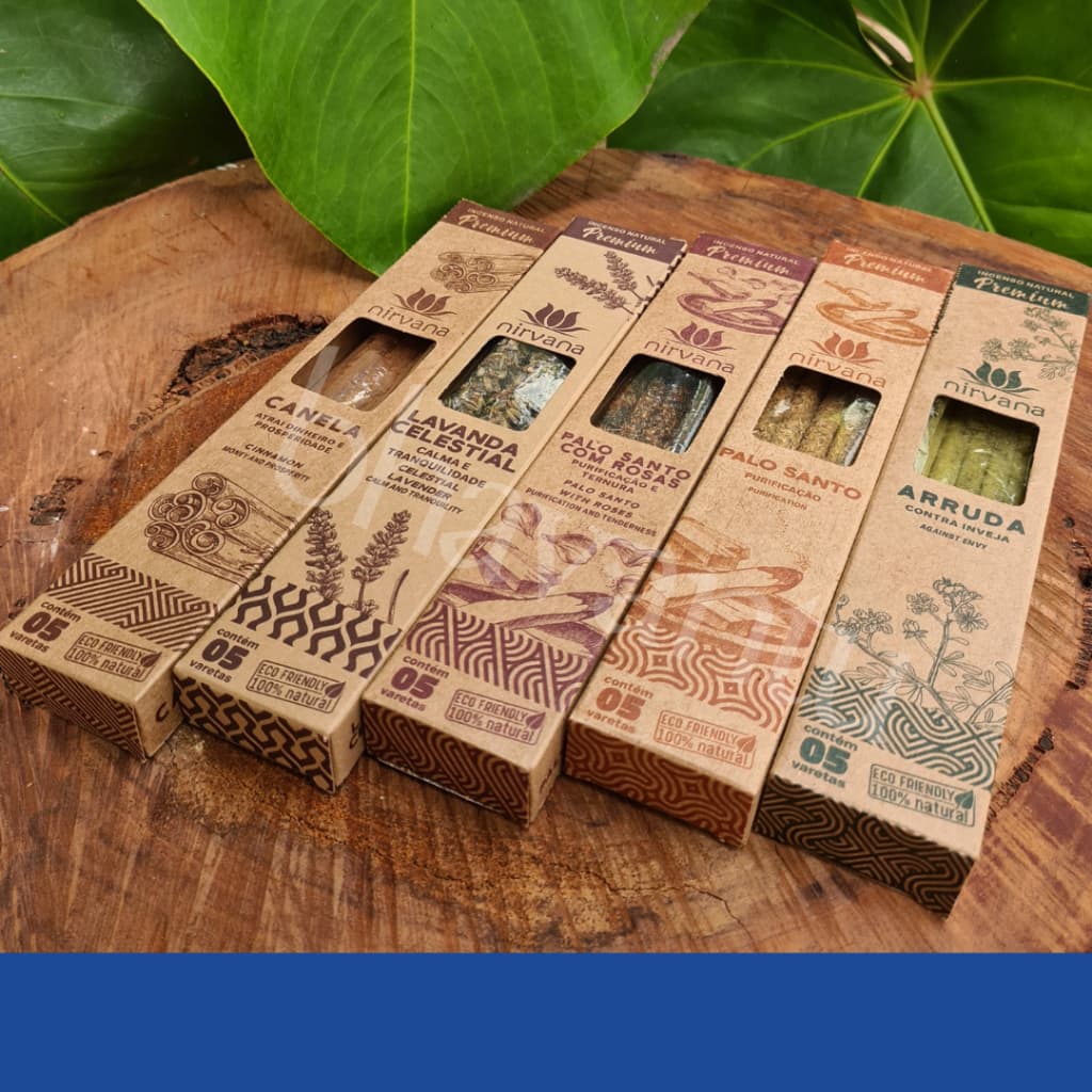 Incenso Nirvana Natural Premium 100% Natural Incensário Lavanda Arruda Palo Santo